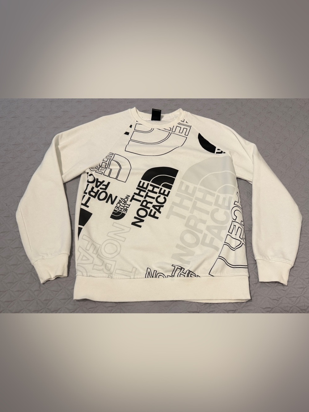 The North Face Crewneck Pullover Sweatshirt White Front Graphic Womens Medium